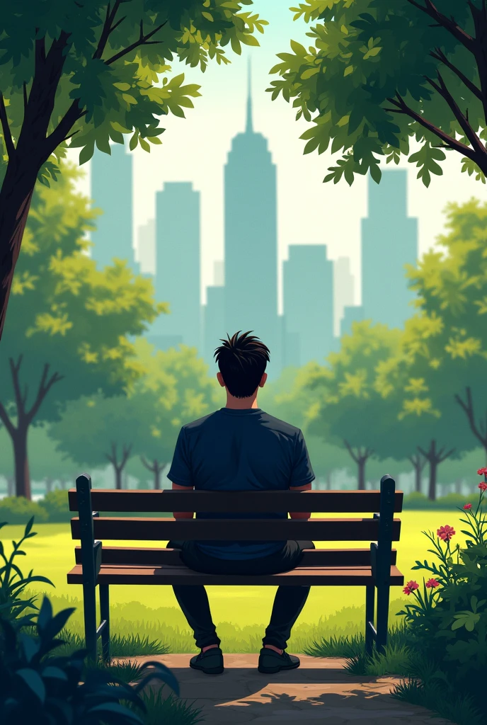 there is a man seated en un banco in a park, a picture by david rubín, pexels, Realism, in a park de la ciudad, in a park, seated en un banco del parque, thoughtful, deep in thought, Contemplating, seated en un banco, in marijuanas gardens, seated, in the park, looking sad, seated en el banco