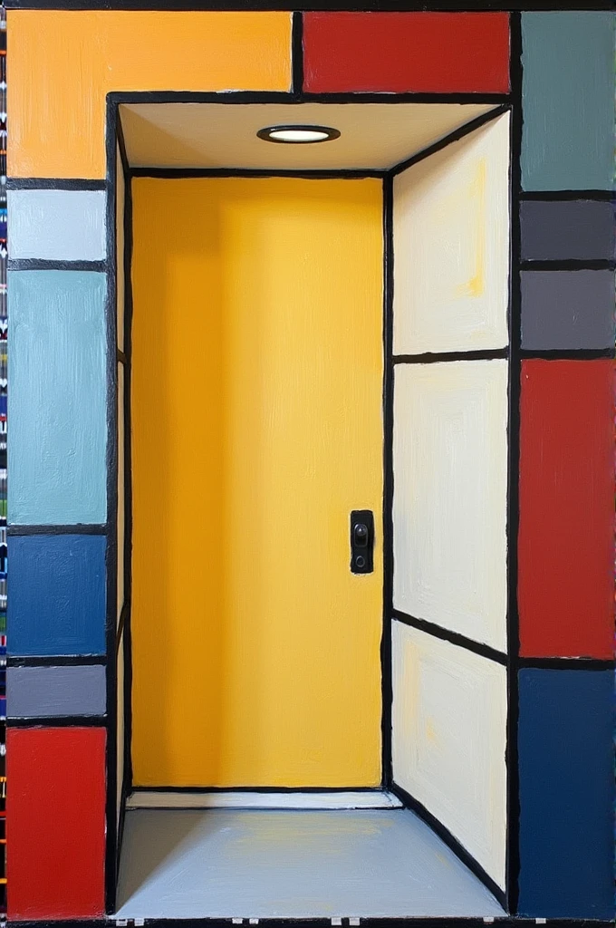 Paint door 1,9m height by 0,8 wide mondrian style frame of colored squares and rectangles