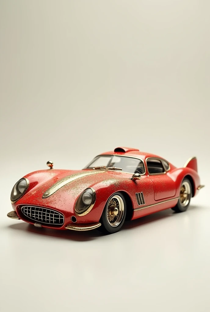 prototype toy car with red colors,Unripe,offwhite,golden and silver shining christmas theme