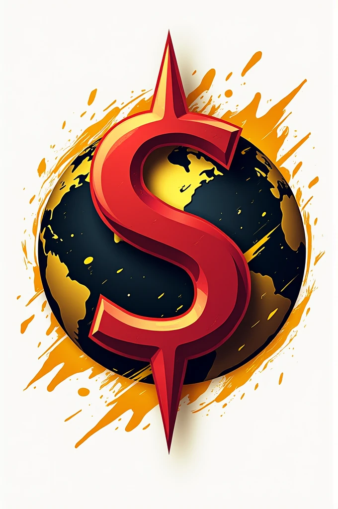 Create a striking and creative red, black and yellow dollar world logo