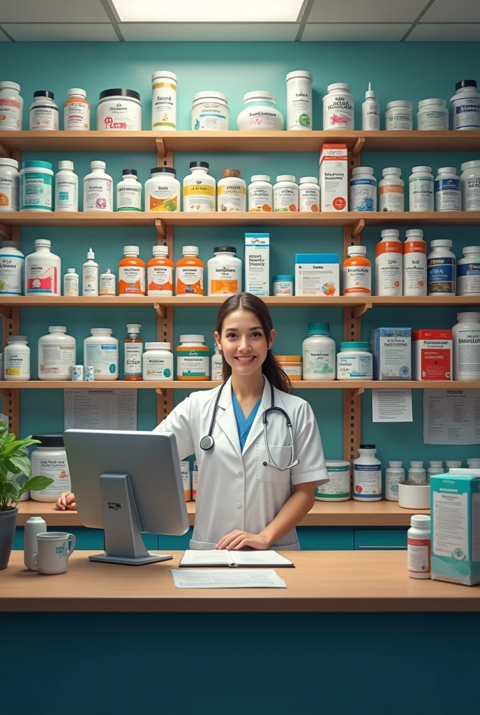 Various livestock medicines from a realistic pharmacy