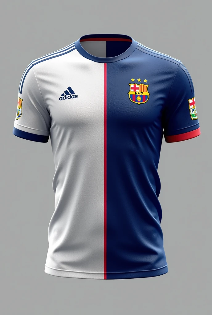A football shirt that is combined with the Real Madrid and Barça shirts, the two combined together, how would it be?