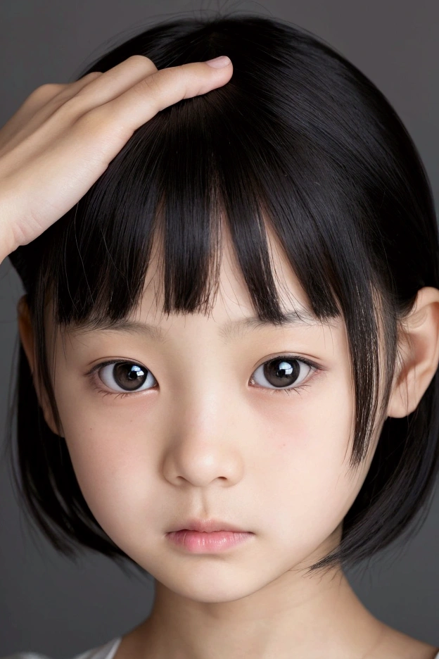Japanese(Child face)、Black Bob、13 years old、