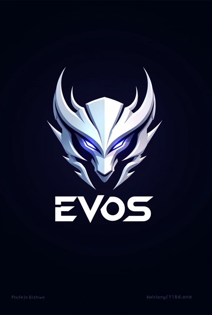 Create an e-sport logo with a white head theme with the words EVOS