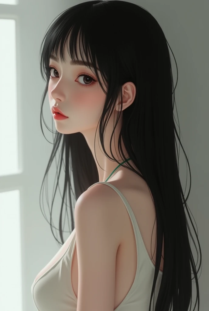 a close up of a woman in a black dress posing for a picture, realistic. cheng yi, ilya kuvshinov with long hair, stunning anime face portrait, inspired by Yanjun Cheng, photorealistic anime, beautiful anime portrait, photorealistic anime girl render, artwork in the style of guweiz, by Yanjun Cheng, hyper realistic anime