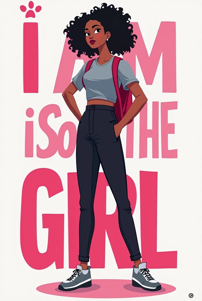 Create a sentence with pink and black letters that says : I AM THE GIRL