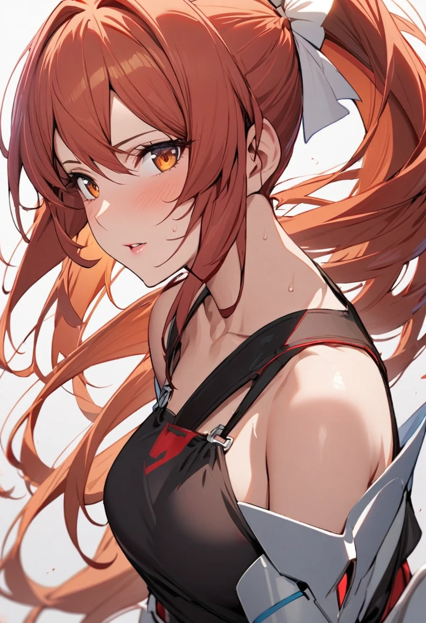 Best quality, highly detailed, masterpiece, ultra detailed, (reality: 1.2), 1 girl, (white background), simple background, delicate eyes, ), girl with orange hair and fox ear, red eye, wearing kimono japanese fighting scene, fighting demon, dinamic lighting, demon slayer, dinamic effect, cinematic light, anime screenshot
