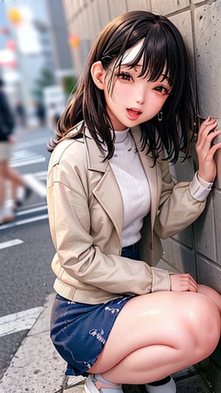 /quality
(masterpiece,best quality,High resolution,高quality,Realistic)

/Hairstyle
(Curly Hair)

/Clothes
(Tight Skirt,Jacket,Torn pantyhose:1.5,Earrings)

/Pose Crouching,sit
Leaning against a wall,
Spread your legs:1.5

(Ahegao,orgasm,vapor:1.5,Wish:1.5),

/Other Crowds:1.5,Fair skin,Feet Focus,Leaning against a wall,male,hand of:1.5,night, roadside,ID card,