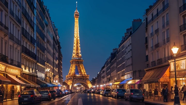Paris street light midnight bigfullmoon river small Eiffel Tower