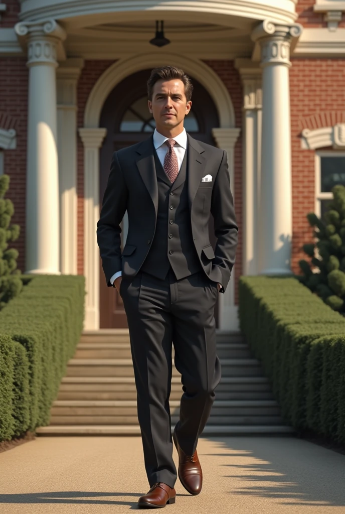 gentleman arrives at the house and greets