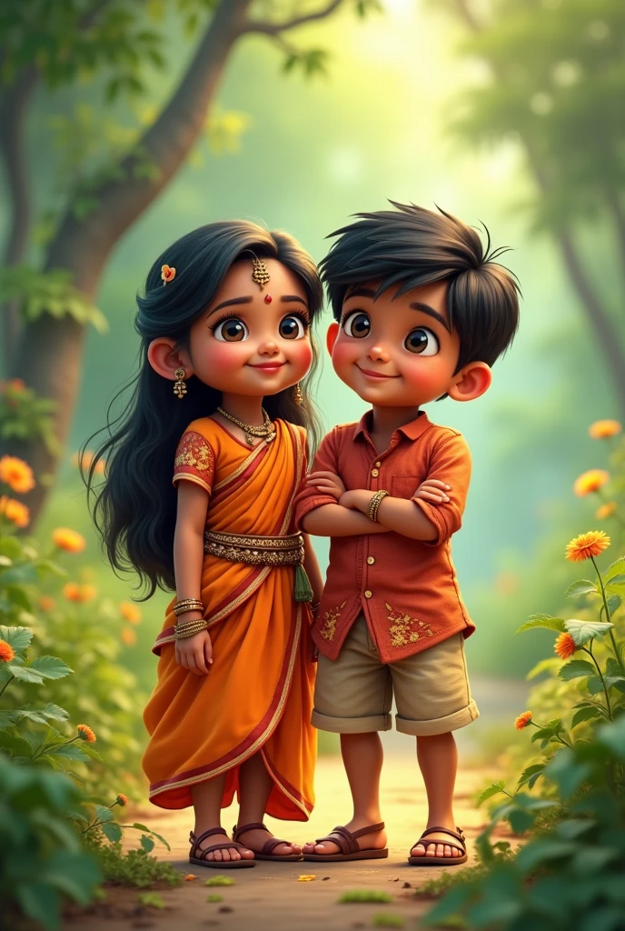 Write ritu and hans with indian boy and girl photo 