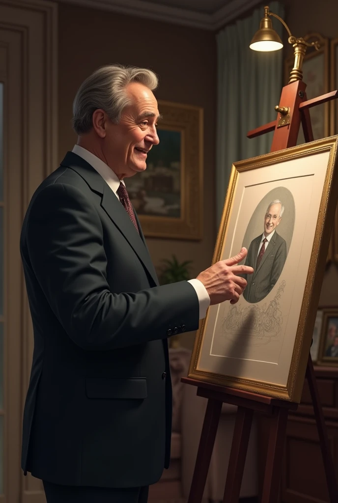 gentleman arrives home and greets drawing