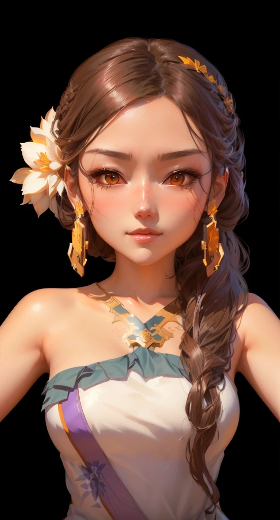 Close-up of a long-haired woman in a dress, guweiz style artwork, Inspired by WLOP, Stylized anime, Produced in collaboration with Anime Painter Studio, Rendering a cute 3D anime girl, Lovely and detailed digital art, Detailed digital anime art, In wlop style, Close-up portrait, 8k high quality detailed art