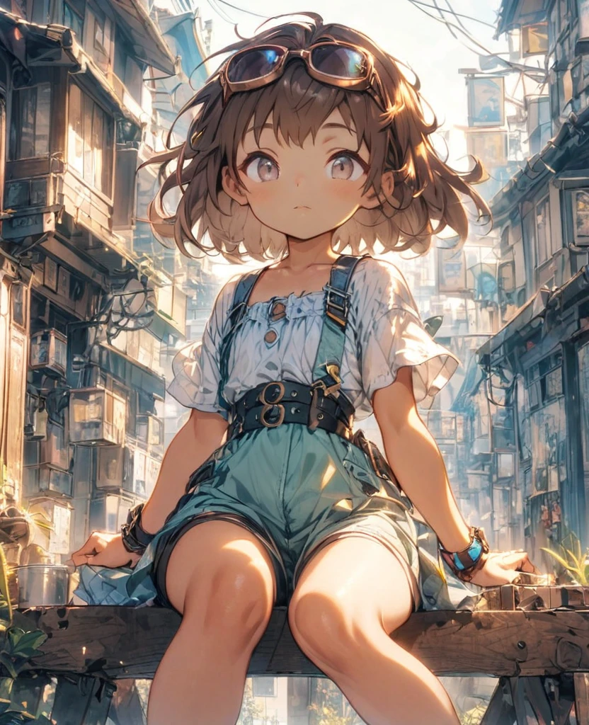 boyish Slanted Eyes Brown Hair whole body Bob Short Dwarf summer Light clothing
