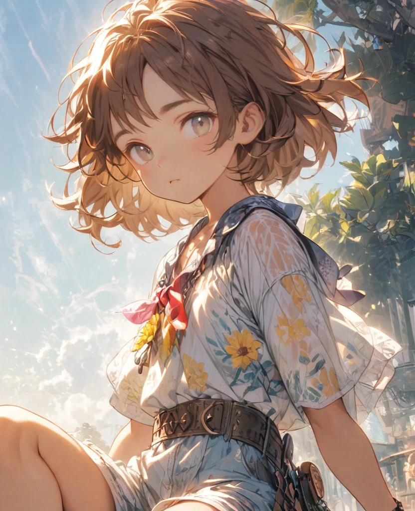 boyish Slanted Eyes Brown Hair whole body Bob Short Dwarf summer Light clothing