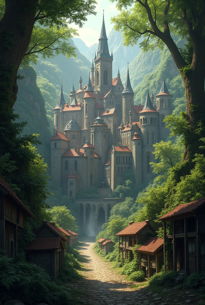 Giant medieval city in the middle of the forest