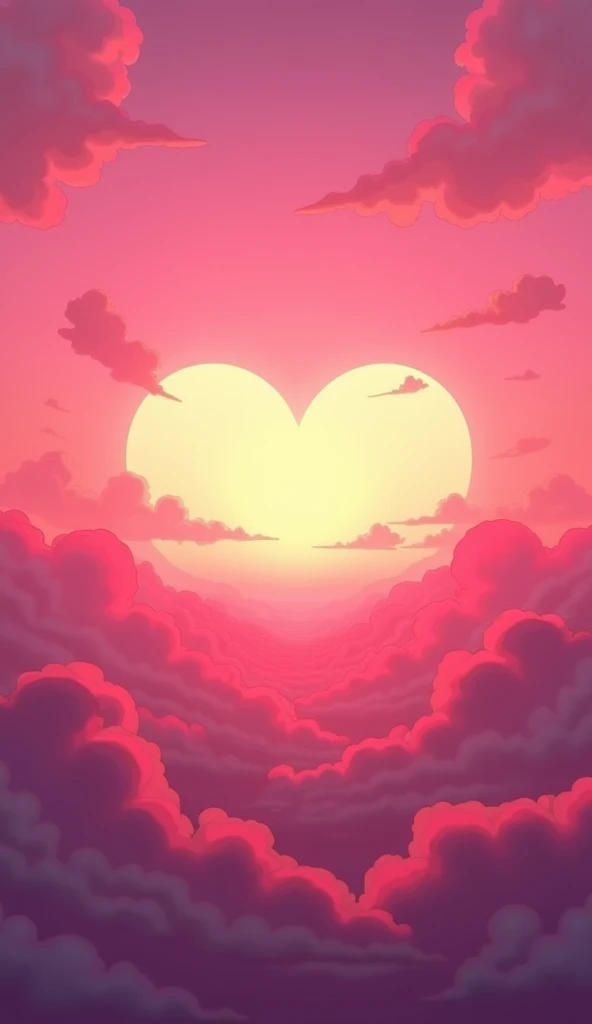 Pink heart-shaped sunset