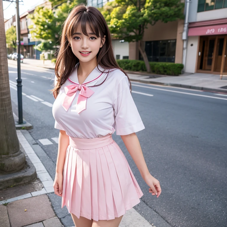 Highest quality, masterpiece, RAW Photos, Realistic, Realistic:1.2, Japanese、**********************、************,Innocent face,******* Girl,cute,、*********、smile:0.8、(Rockabilly Fashion:1.3、skirt、Fashion in the 1950s、Retro American Fashion)、Are standing、Dynamic pose、(Full body photo、footwear)、Smooth ponytail、Black Hair、Thin thighs、(Big Breasts)