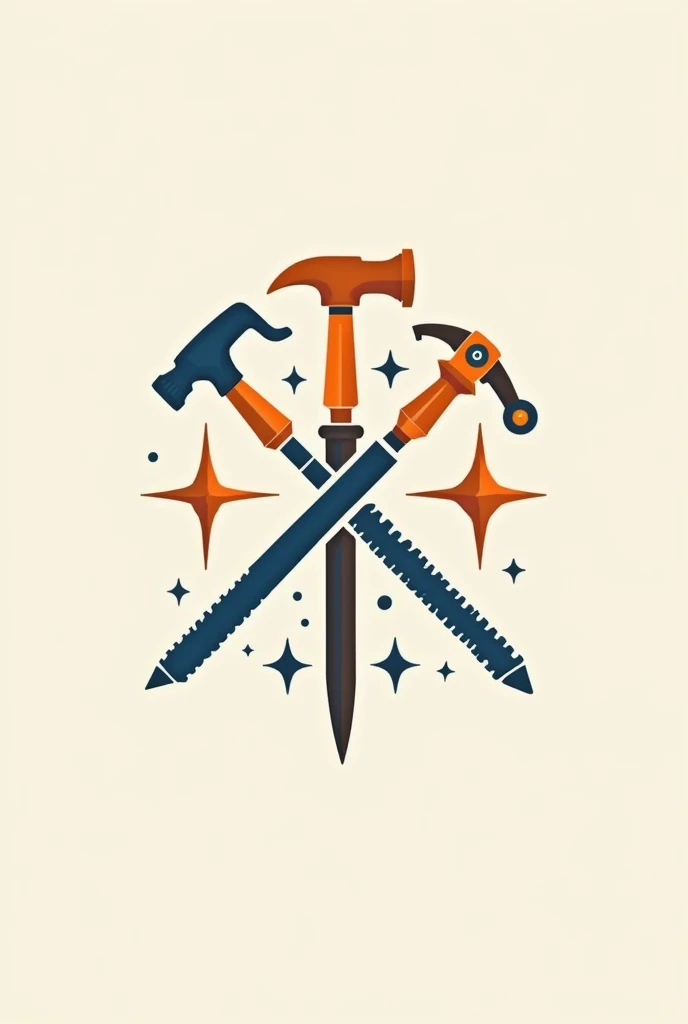 creation of a logo with the image of the carpenter&#39;s tools in apricot and blue color on the name of God of grace