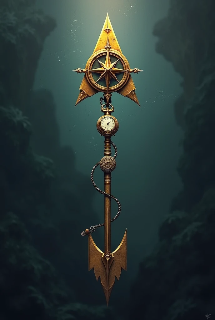 An arrow with a body of this one has a compass rose, a pocket watch and an anchor