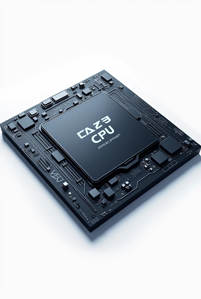 Create a logo for the YouTube channel 'Lazy CPU' featuring a futuristic, anime-style CPU inspired by the AMD AM5 socket, branded with 'Lazy' instead of 'AMD'. The CPU should have clean, sharp edges, and must be fully contained within the image. **Do not include any shadows, gradients, or background elements**—only the CPU design itself with a transparent background. The CPU should have a sleek, advanced look with glowing accents and intricate circuitry, using a dark gray color scheme. Avoid using white or light tones, especially along the edges, to prevent issues with background removal tools. Embed the text 'Lazy CPU' and a futuristic status label directly on the CPU in a font that matches the design. Every detail should contribute to a cohesive, futuristic aesthetic.