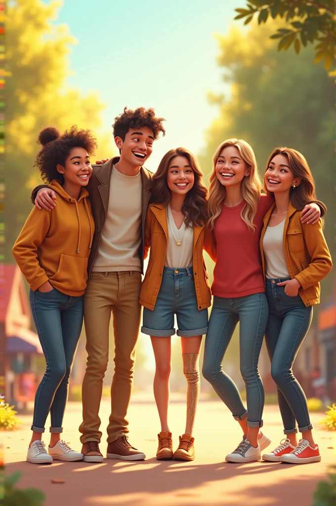 5 friends and one with a wooden leg