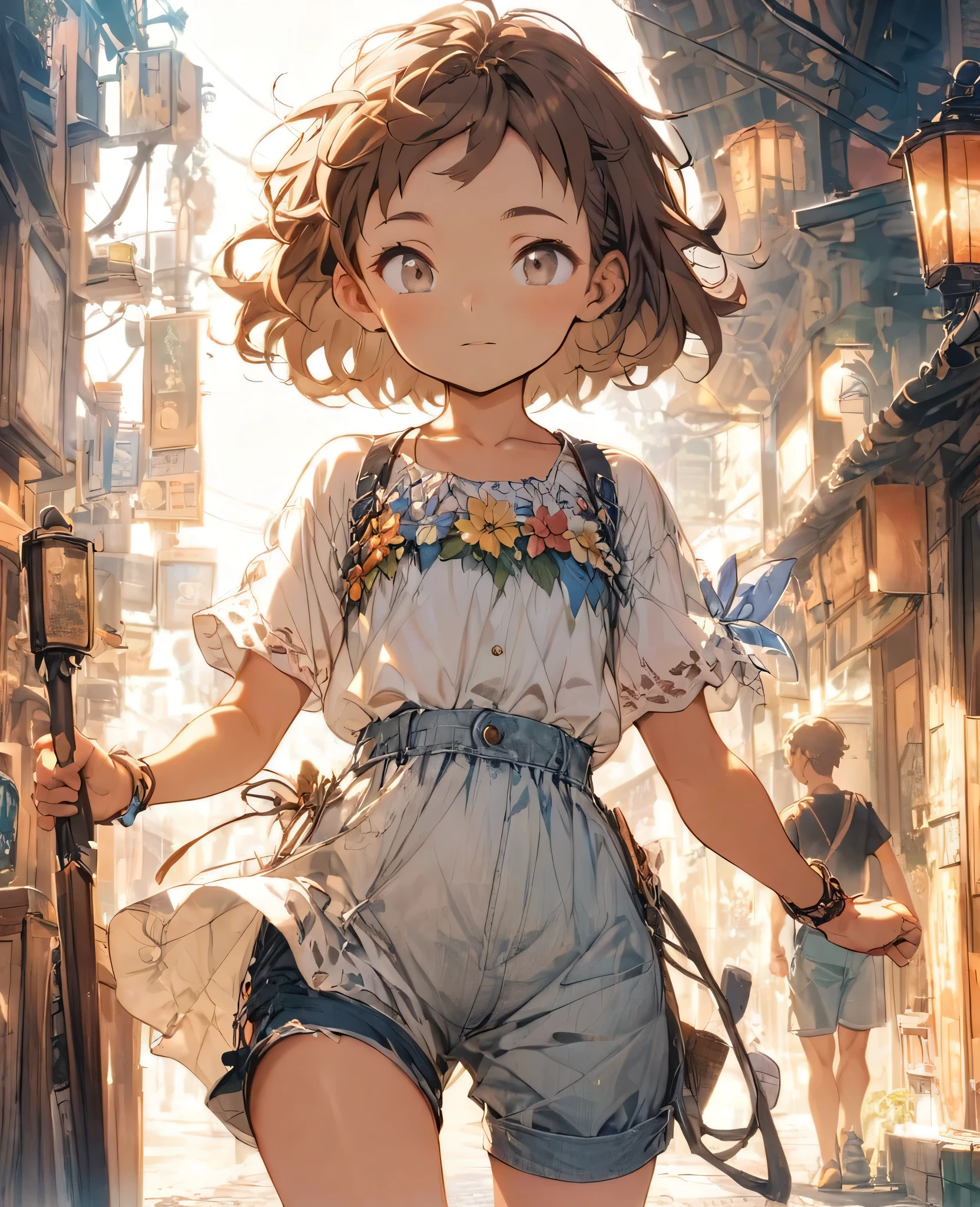 boyish Slanted Eyes Brown Hair whole body Bob Short Dwarf summer Light clothing