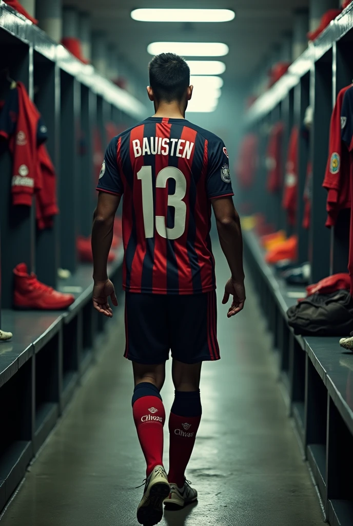 Chivas player Bofo Bautista leaving the locker room with his back turned
