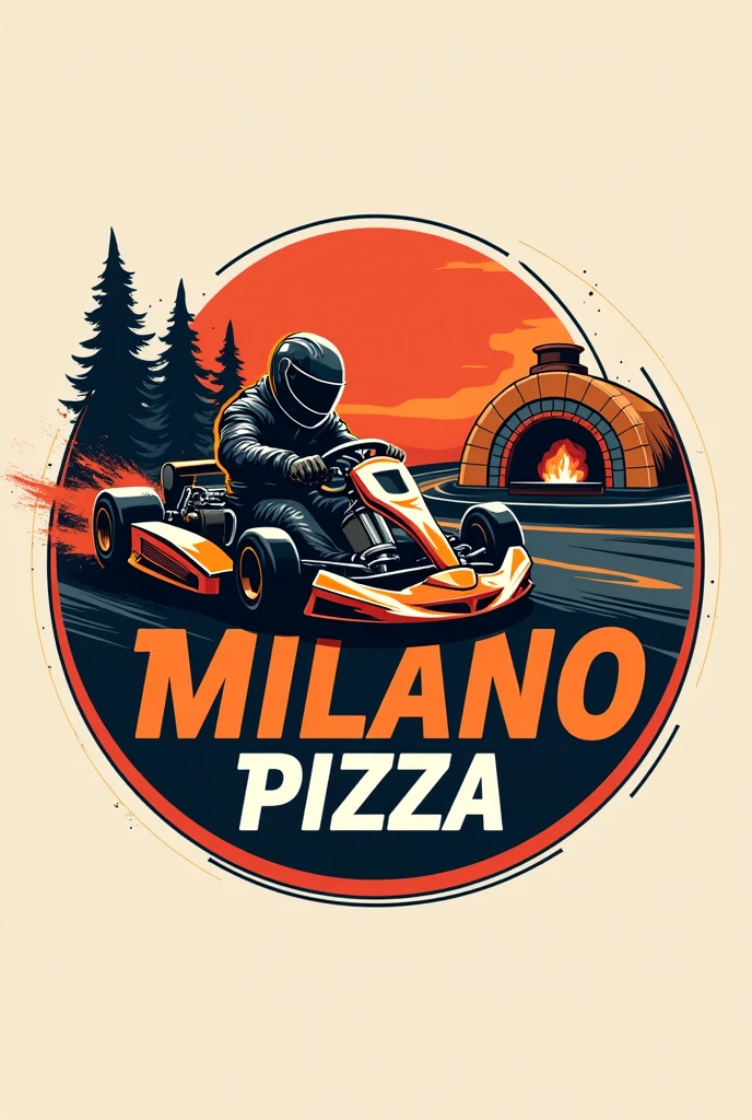 Logo pour ma pizzeria " Milano Pizza " in connection with the electric karting partner right next door 