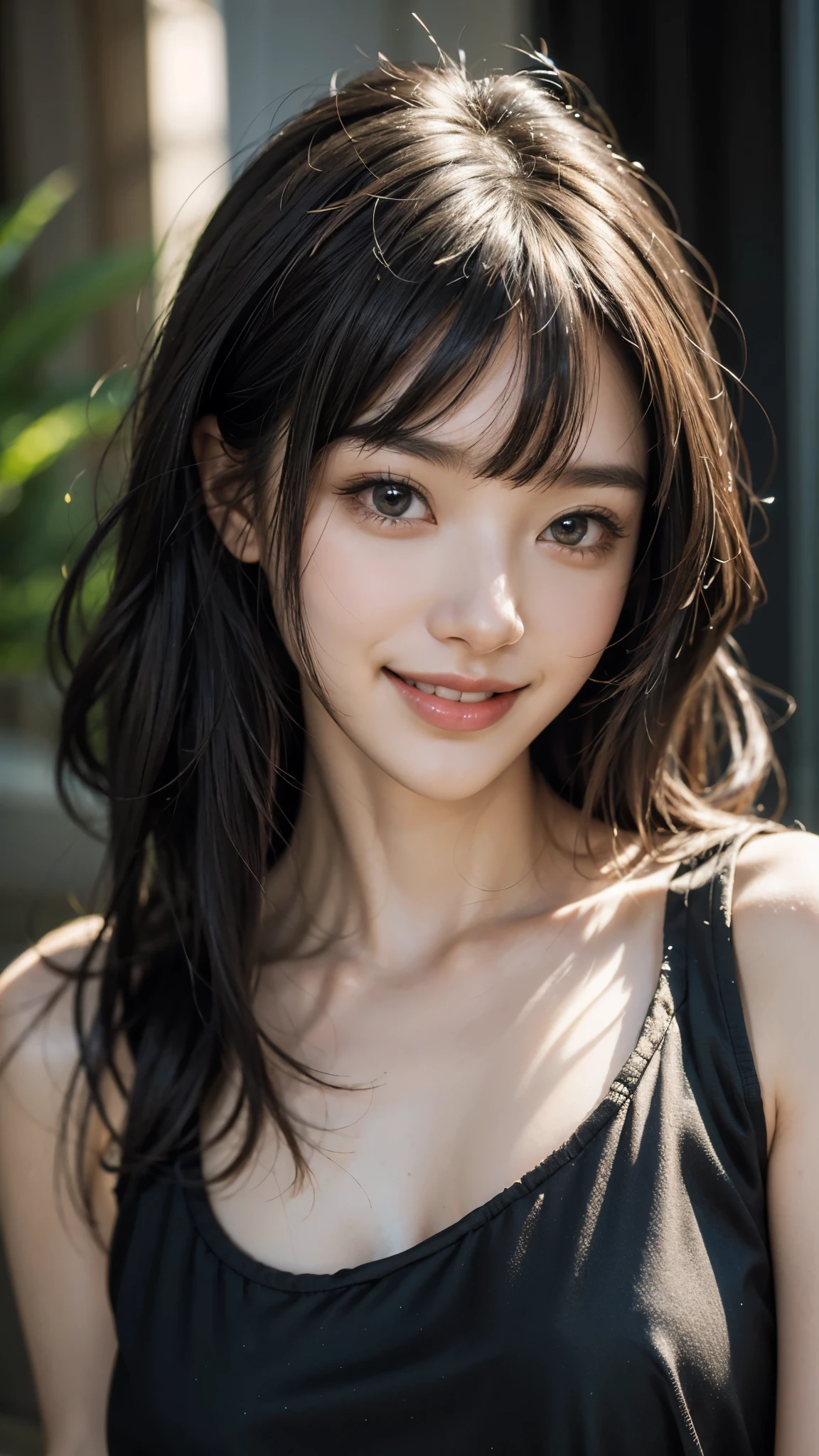 (Beautiful Woman Photo)
(Mastepiece:1.3)Beautiful Japanese girl,((smile:1.4)),Beautiful face,(Lifelike face),Beautiful delicate eyes,((One-piece dress)),Realistic eyes,Beautiful skin,Realistic skin texture(Real Skin)Radiant Skin,Professional Lighting,((Jet black, glossy, straight)),((Short bangs)),Black T-shirt,Mid-chest,High resolution,Sharp Focus,Ultra high definition eyes,