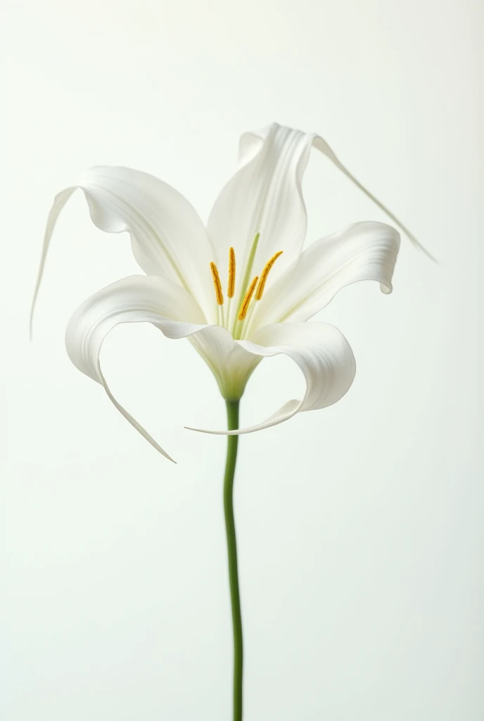 Delicate cup-shaped spider lily With white background