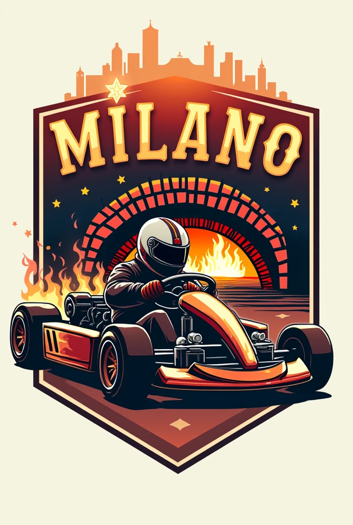 Logo pour ma pizzeria " Milano Pizza " in connection with the electric karting partner right next door