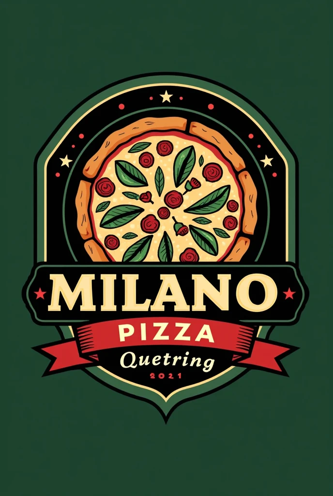 Logo pour ma pizzeria " Milano Pizza " en lien avec le karting électrique partenaire juste a côté
Couleur de l'Italie avec accent sur le vert et le noir