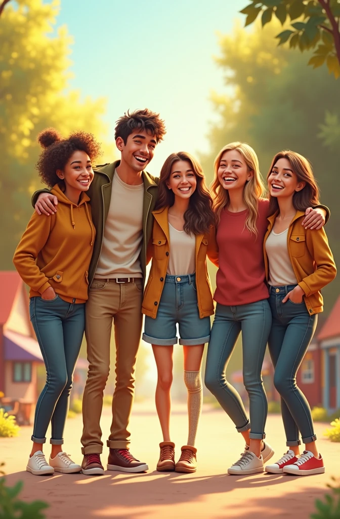 5 friends and one with a wooden leg