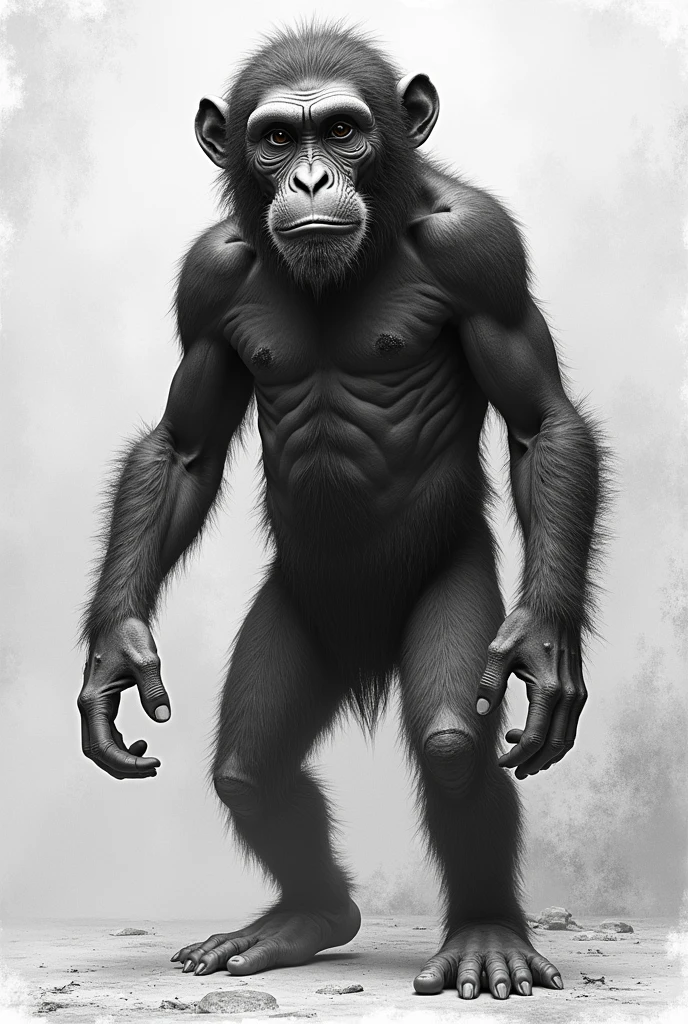 Homo habilis in black and white


