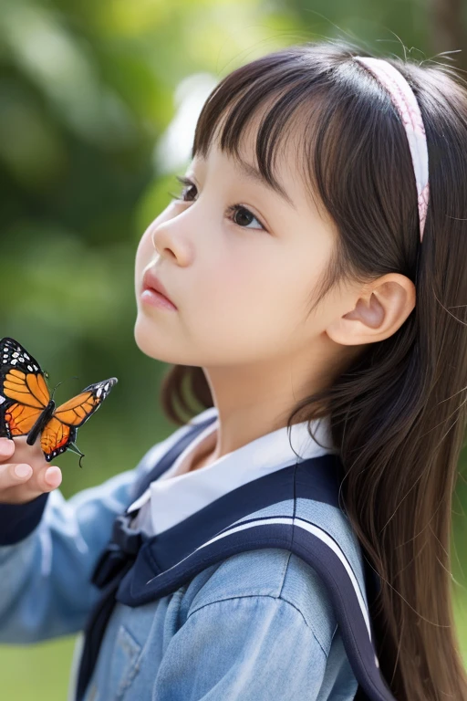 female kindergartener Butterfly from the neck down々