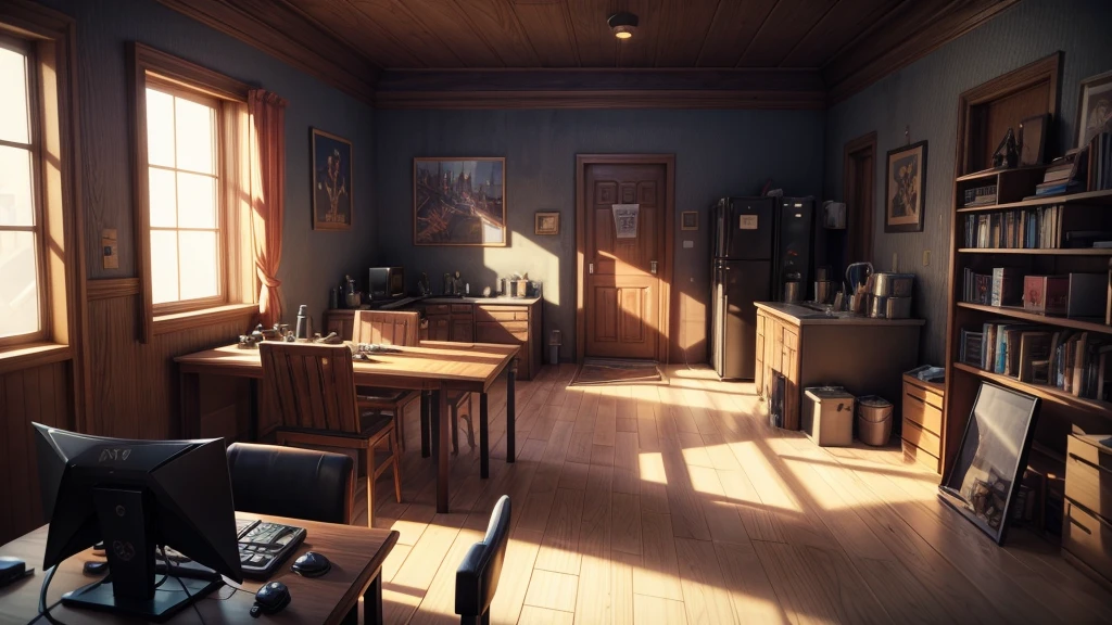 Gaming interior scene，NPC scene，Game style modeling