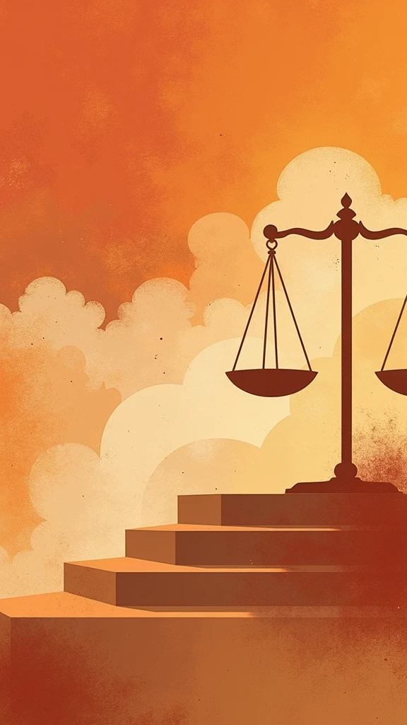 poster design,The visual center is the scales representing law,Gold Tone,Illustration Design,Flat,abstract,Screen subject pull up