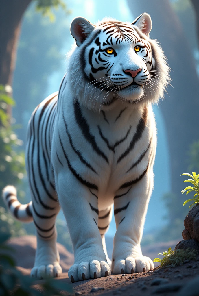 Animated white tiger with black 