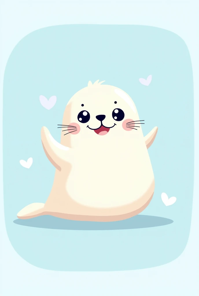 A little seal, cute cartoon style, simple, logo, transparent background, sky blue, square, lines