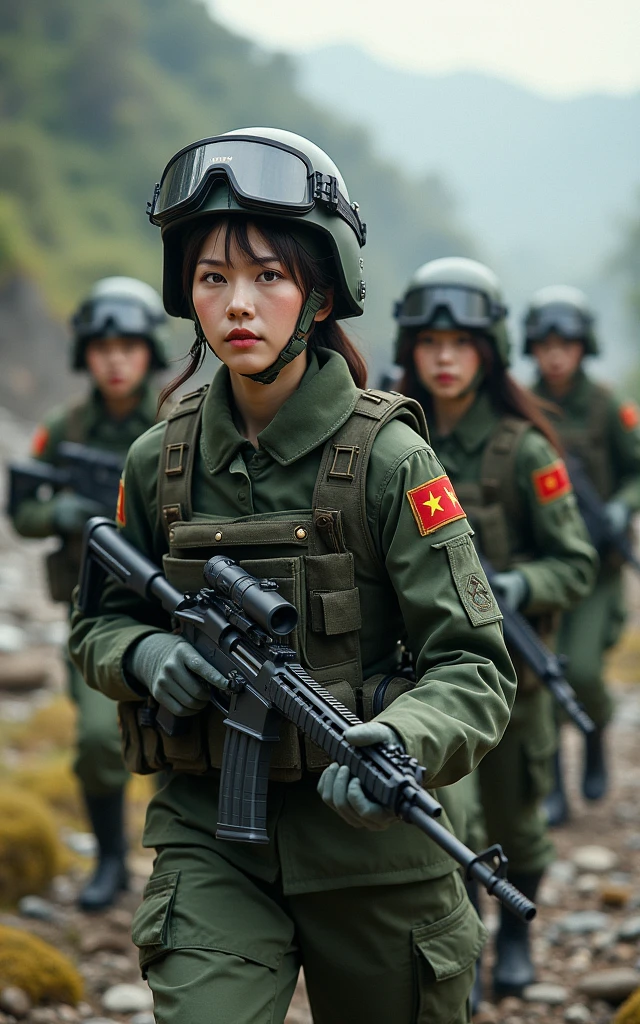 Chinese female soldiers，