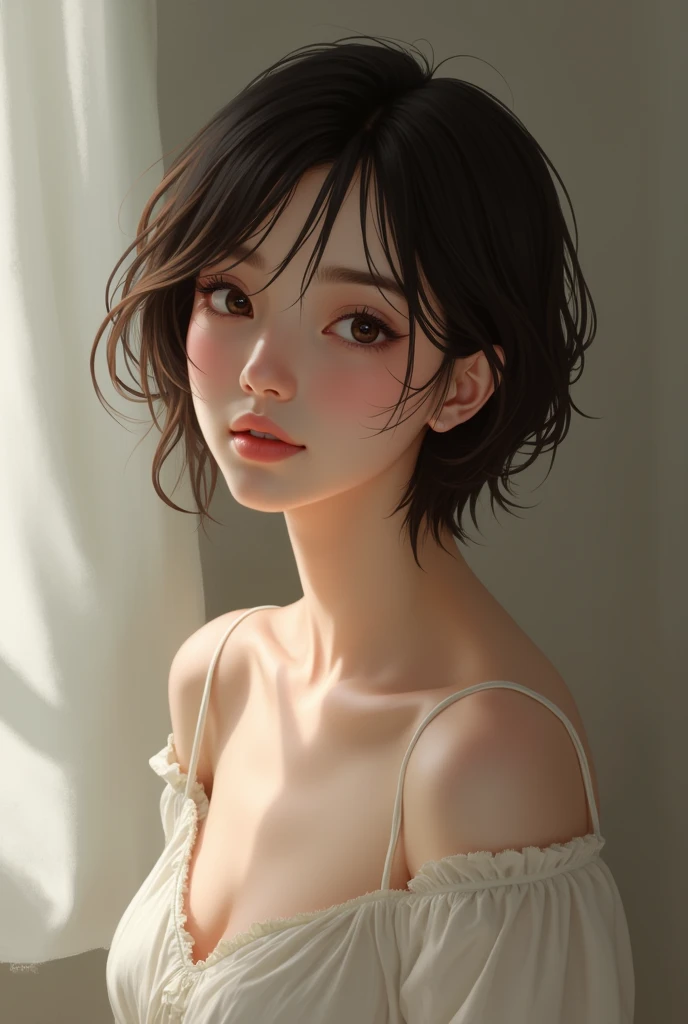 An Asian girl,(best qualtiy,8K,tmasterpiece:1.3),Goose egg face,brunette color hair,Exquisite(live-action realistic style),Ultimate face,Photorealistic light and shadow,Clear facial features,Milky white skin, highdetailskin, Visible Pore,(Super detail),Petite body,perfect body type,Carmelto,Wet transparent silk placket, nakeness,(Super detail),((dynamicposes)Bath,Expose the collarbone,Bubble overlay,Most of the body is bathed in water,Close your eyes:1.1),(Cinematic graphics(Photorealistic light and shadow)),hot onsen,((Dynamic background((foggy atmosphere))