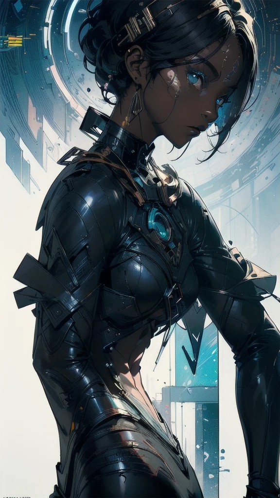 (((masterpiece, highest quality))),(((solo:1.2))),(((1girl:1.2))),32k wallpaper, very detailed, poster, vintage science fiction,(((((geometric cinematic movie poster))))), ((((bauhaus)))),(((abstract))),((((mid century modern)))),(((((portfolio))))),(((((Close-up))))),(((((bust up))))),((((more various angle)))),(((highlight))),((((heterochromia)))),(((complete. detailed face))),(((Extremely talented))),(((most complecated machine))),(((Overall colorfully))),((((((Absolutely simple background)))))),(((((great black skin alone woman))))),