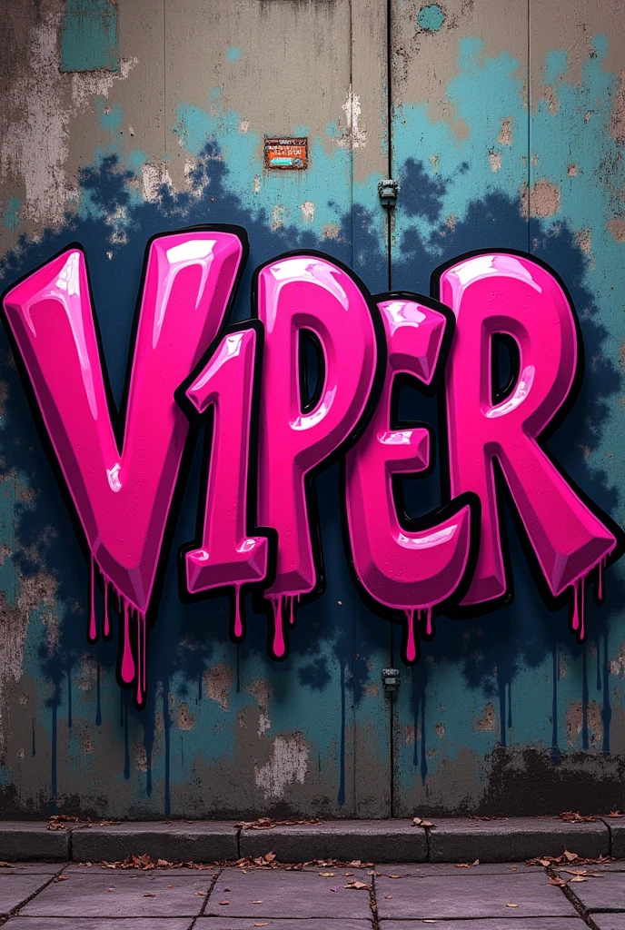 a Graffiti Bubble letters with the following composition v1p3r with the pink and black color palettes