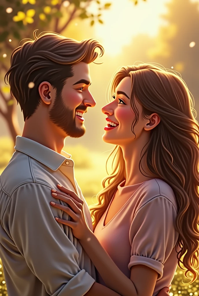 Please output a happy couple looking at each other. 1080px x 1920px
