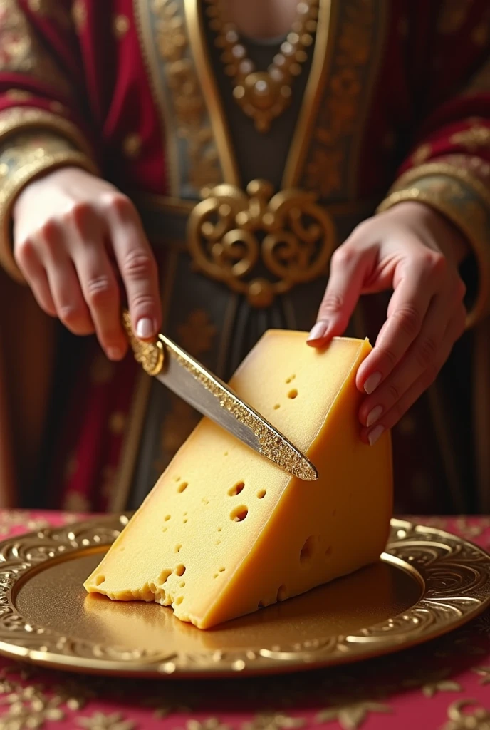 Create a cheese that is being eaten by royalty
