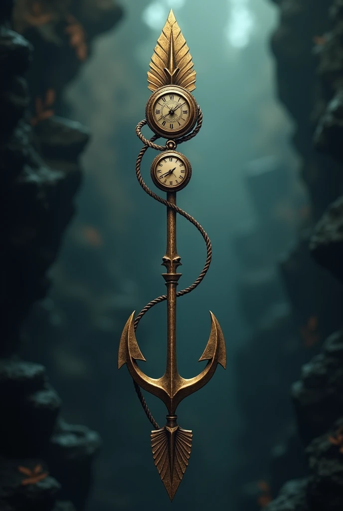 An arrow with a body like this has a compass, a pocket watch and an anchor as a tip with a trail 

