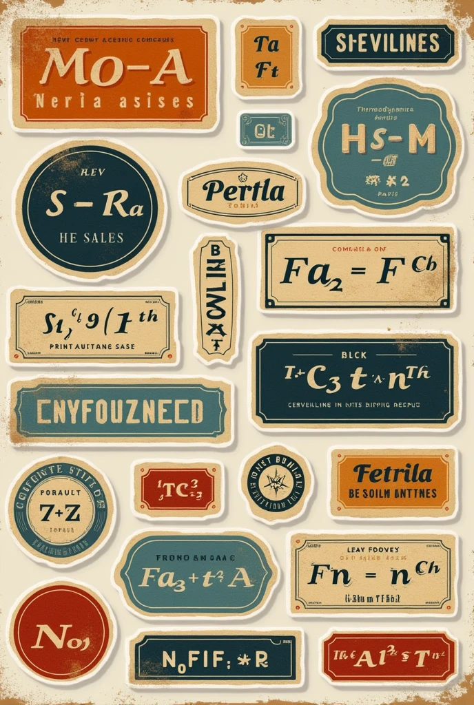 generate this words into vintage word style stickers
Maxwell Relations
Boltzmann Constant
Ideal Gas Law