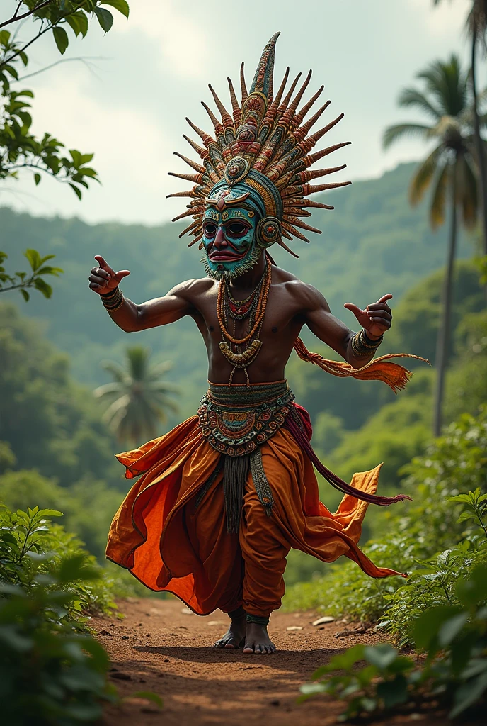 A traditional upcountry masked dancer of Sri Lanka...