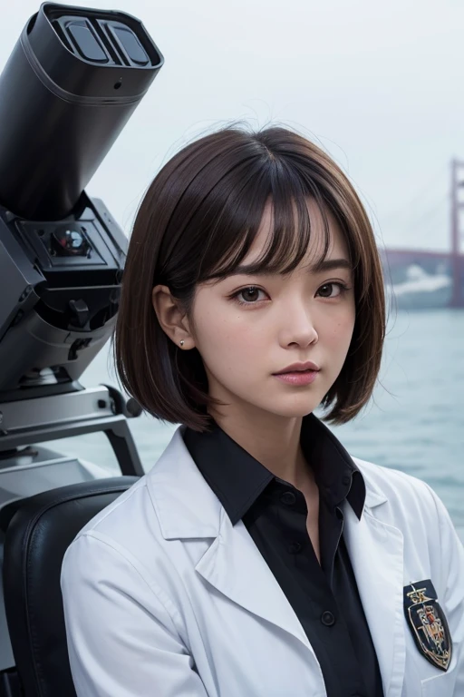 sf,sfmovie,artillery,Long-range missiles,movie「Foundation」based on ,woman,Adult,main character,28 years old,Hopeful Face,Brown eyes,Short Hairstyles,Black hair mixed with gray,Scientist Uniform,White researcher&#39;s coat,Wide grassland,traitor,chaosとしました,Future World,Socialist World,snow,chaos